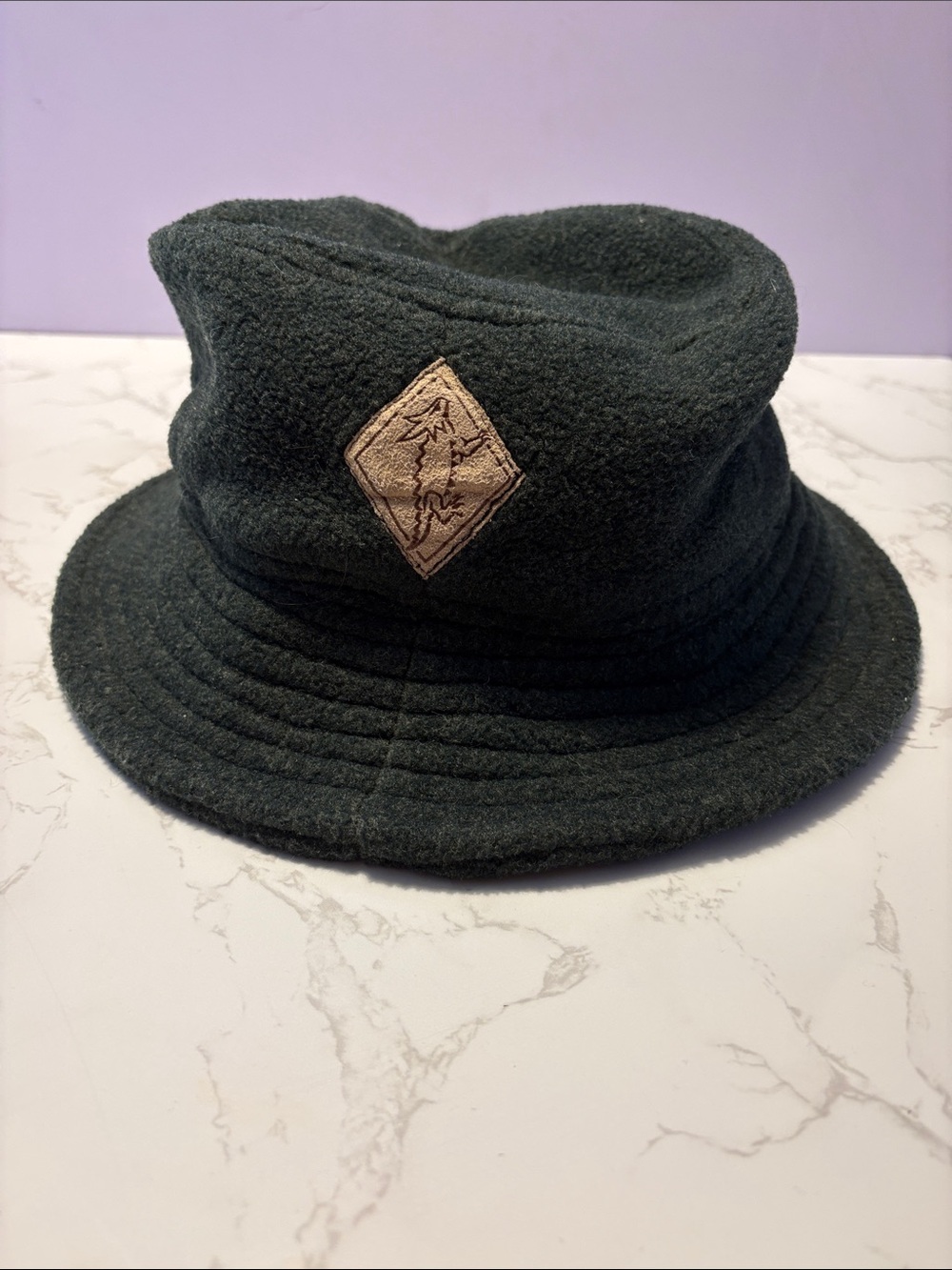 Horny Toad Telluride, Co. vintage Green Fleece Bucket Hat with toad emblem